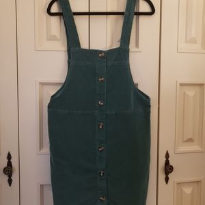 Green Corduroy Overall Dress